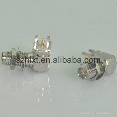 sma female plug connector for pcb mount ,right angle ,nickel plated 3