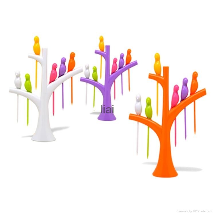 Tableware Dinnerware Sets Creative Tree+Birds Design Plastic Fruit Forks 160pcs/ 5