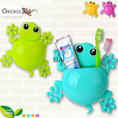 Creative Cartoon Sucker Gecko Toothbrush Wall Suction Bathroom Sets Holder