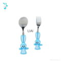 cartoon 2 Pieces Stainless Steel Coffee Spoon Fork Dinnerware Set Children Table 2