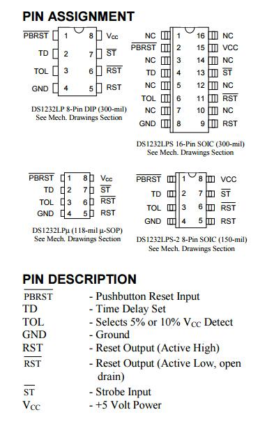 Low Power Micromonitor IC Ds1232lps-2 Integrated Circuit Maxim 5