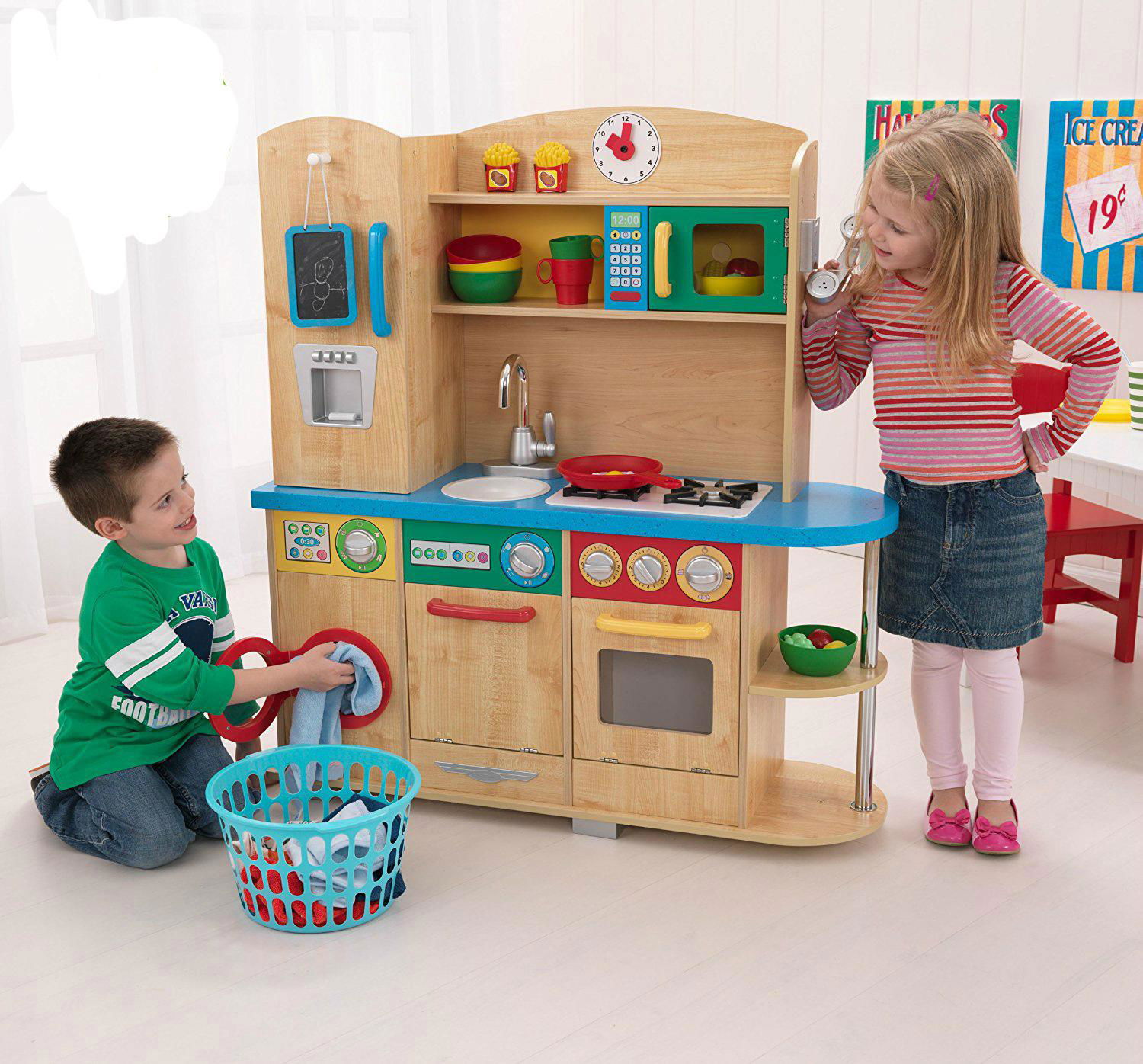 wooden kids kitchen play set toy  3