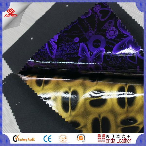 High gloss smooth surface pvc synthetic leather fabric for making bags