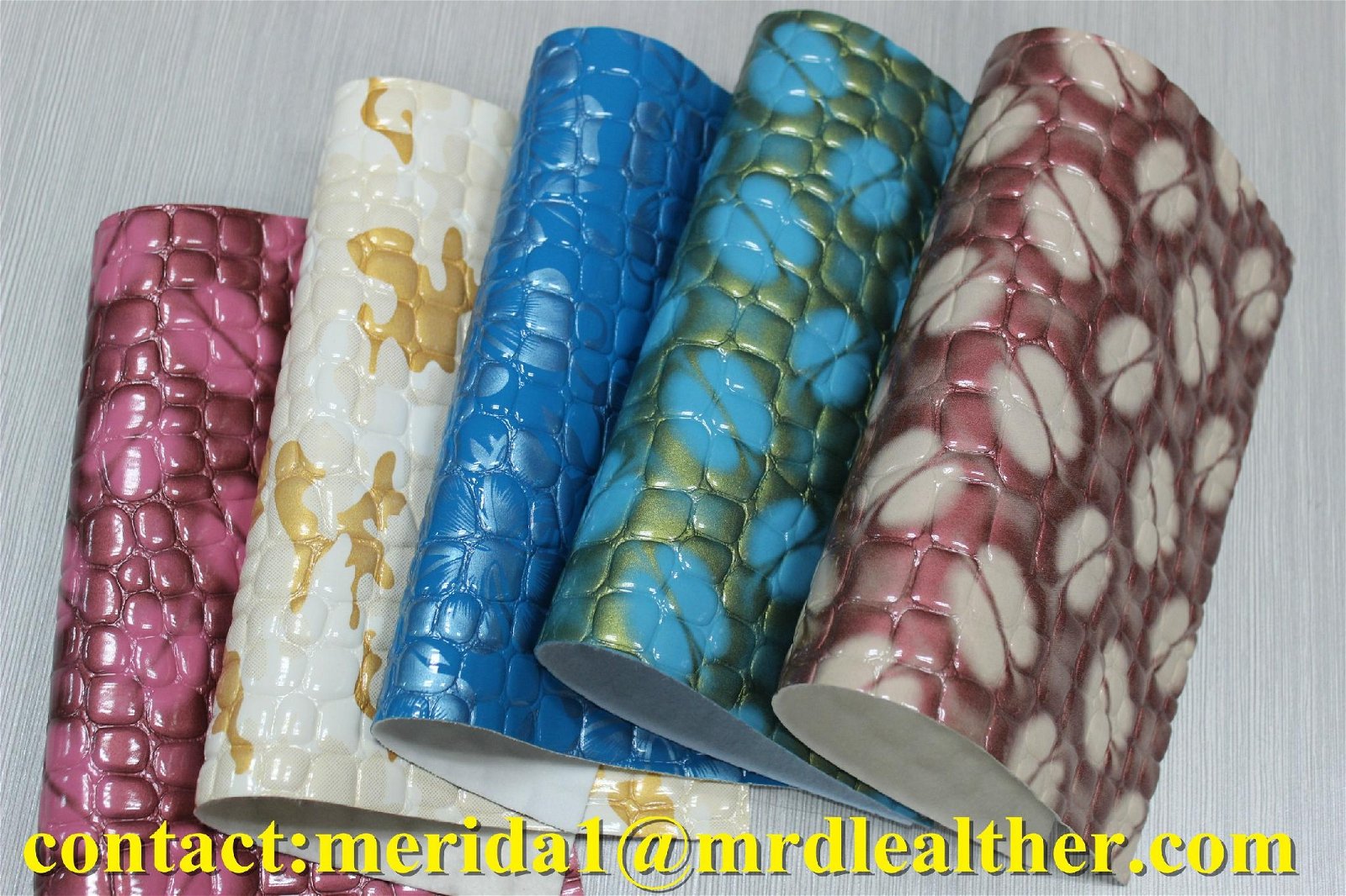 MRD50024 high gloss stone pattern embossed pvc artificial leather for bags