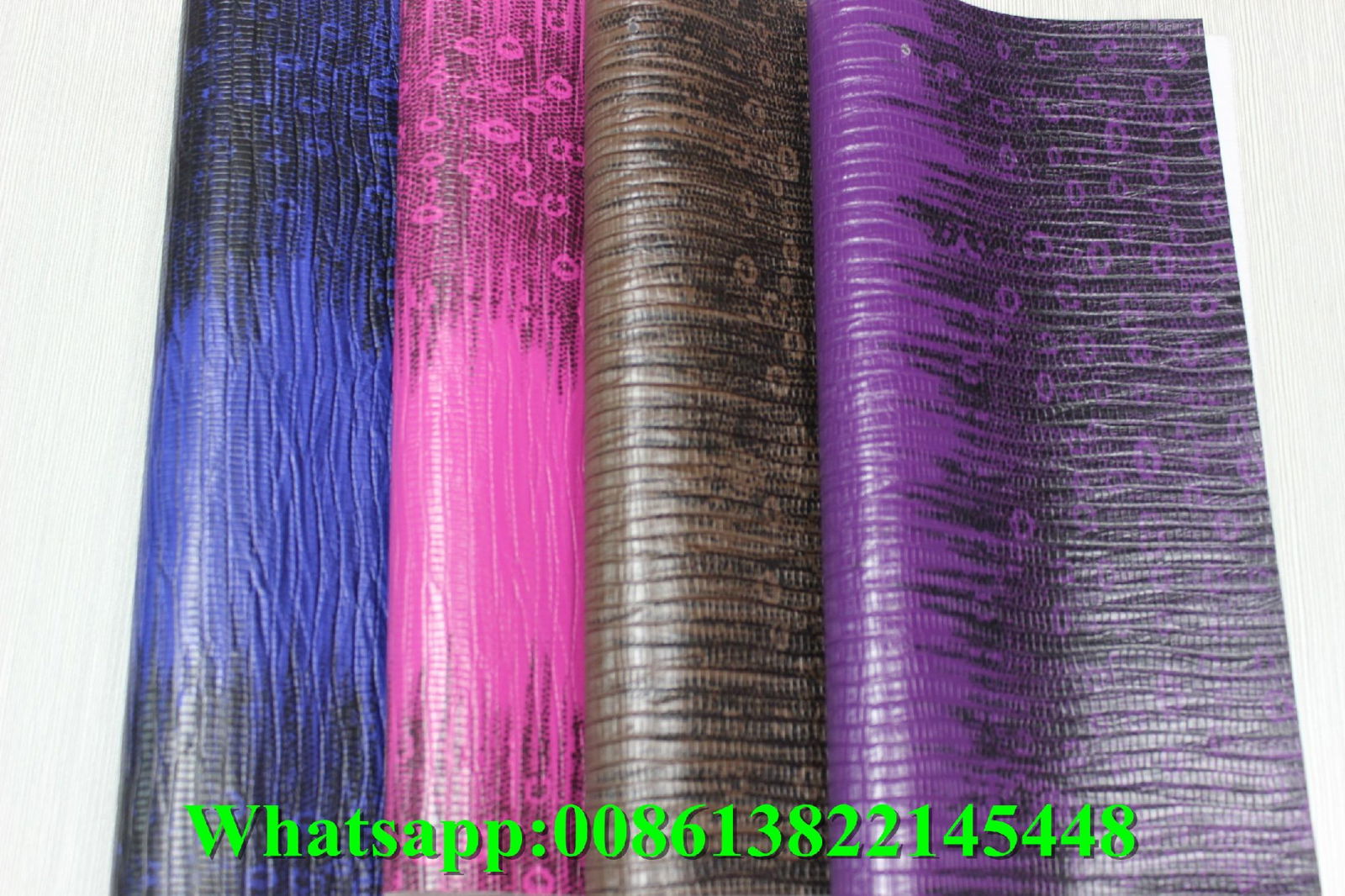 cheap embossed pvc artificial leather fabric for making bag 3