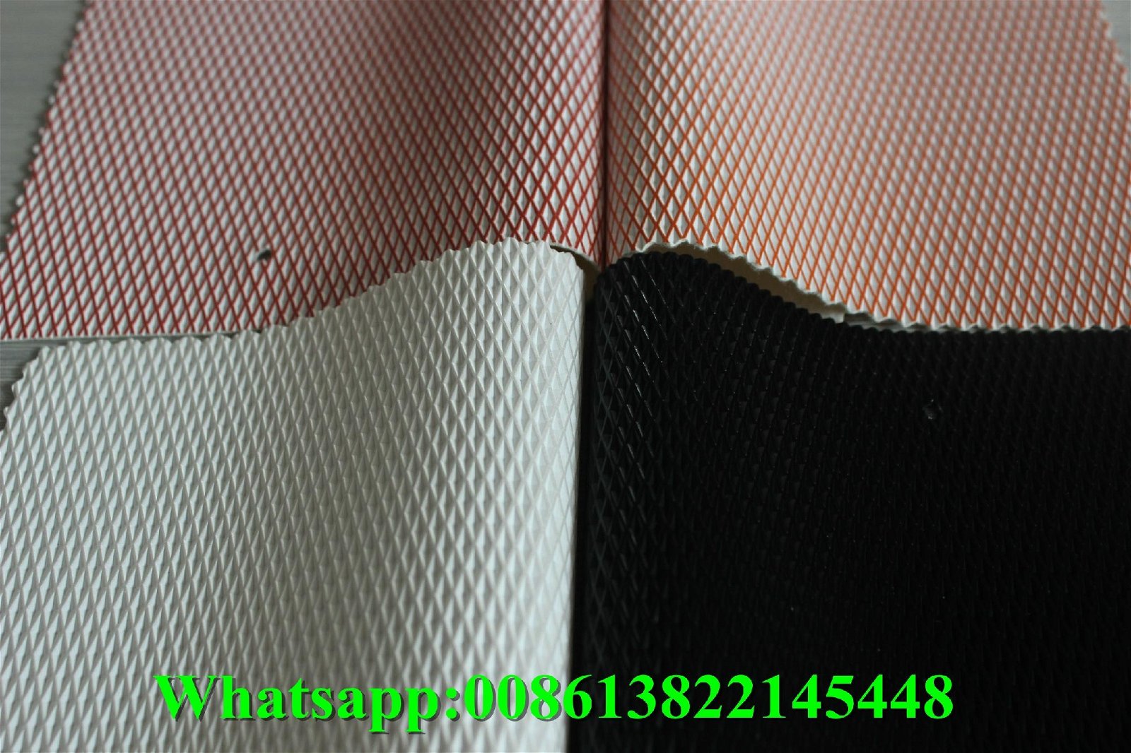 Guangzhou new design rhombus pattern embossed pvc synthetic leather fabric for u 2