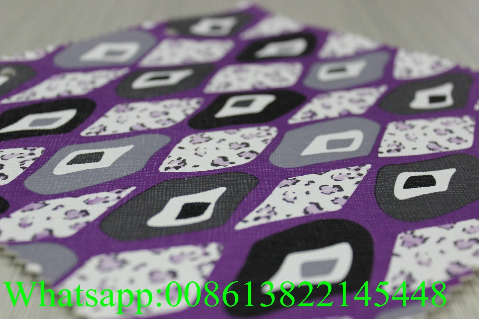 Guangzhou pvc artificial printed leather fabric for making bags