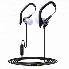 Hot sale 3.5mm plug ear hook earbuds metal noise cancelling earphones