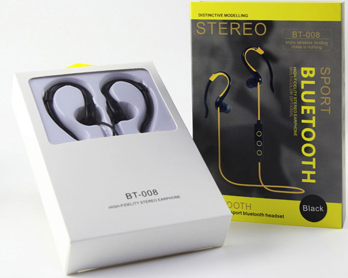 Noise cancelling sports wireless handsfree in ear bluetooth headphones BT008 5