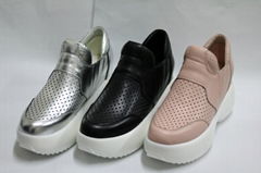 Casual shoes leather punching female