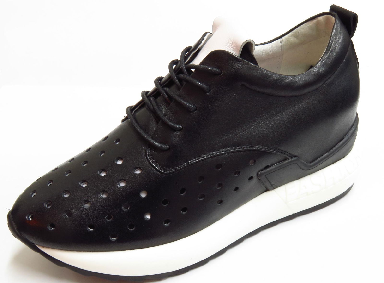 Breathable shoes leather punching female model 4