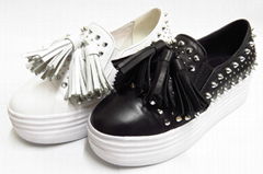 Low for leather metal rivets tassel thick soles