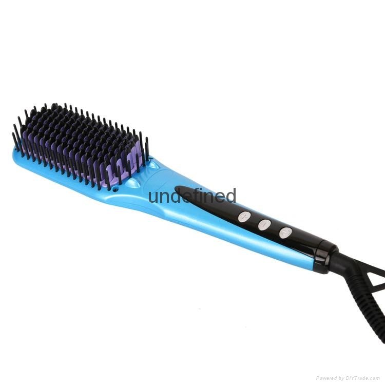 2016 Blue Electric Hair Straightening Brush with Ceramic Coating 2