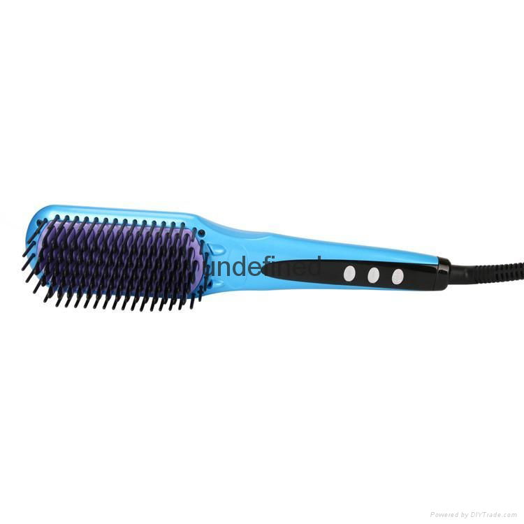 2016 Blue Electric Hair Straightening Brush with Ceramic Coating 3