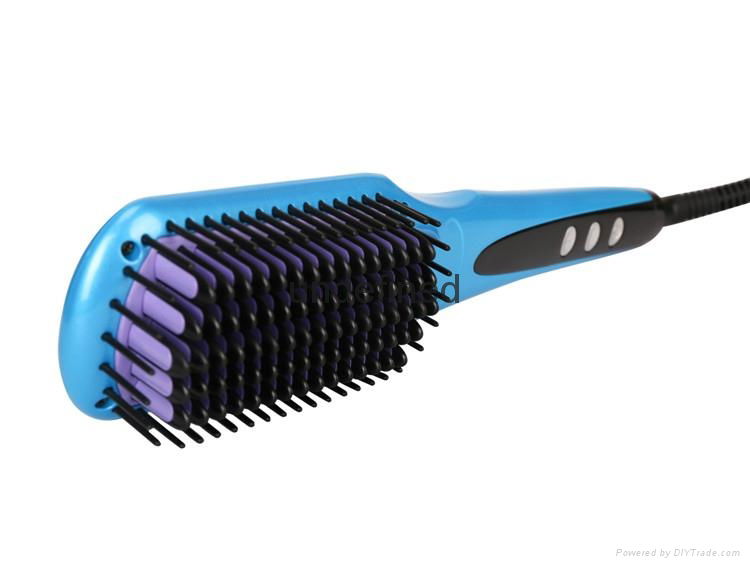 2016 Blue Electric Hair Straightening Brush with Ceramic Coating 4