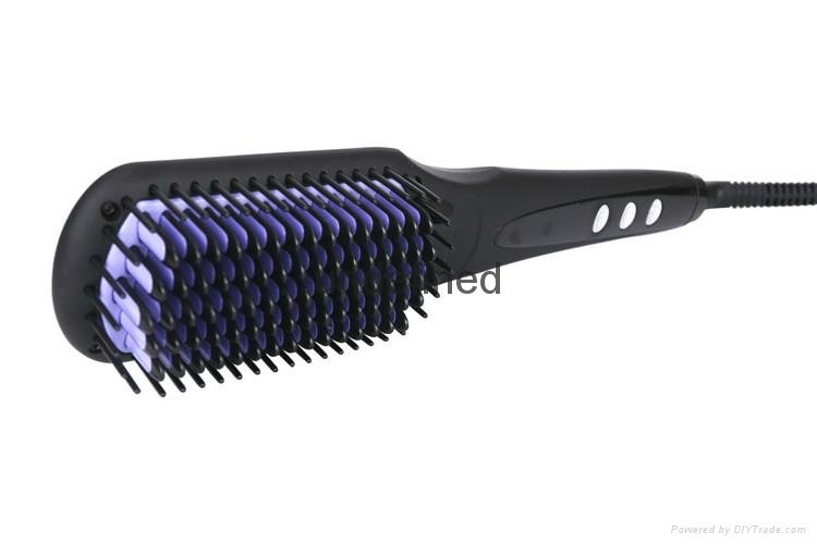 2016  Black Electric Hair Straightening Brush with Ceramic Coating 4