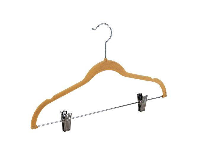 velvet suit hanger with metal clips 2