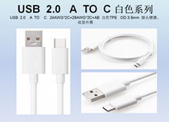 Type C to USB 2.0  white TPE 3.5MM