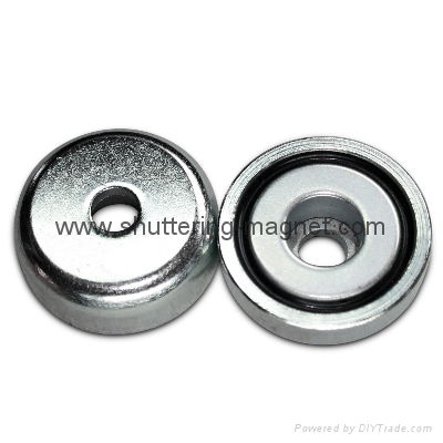 Flat NdFeB Pot Magnets With Cylinder Bore