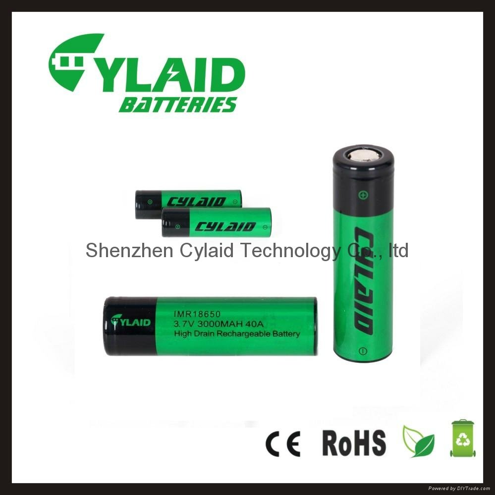 3.7v IMR battery Cylaid 40amp 18650 battery big capacity 3000mah battery 2