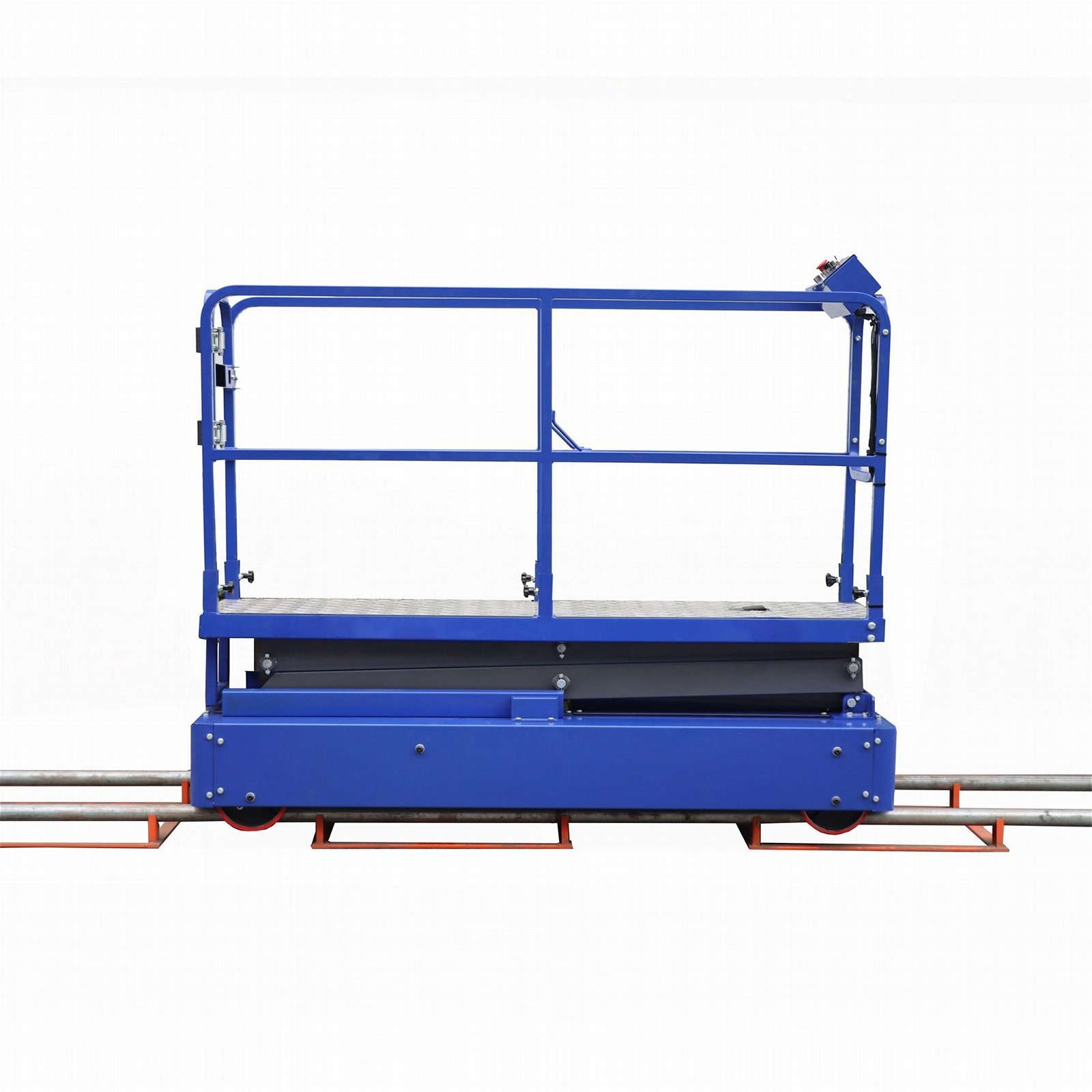 greenhouse pipe rail hydraulic scissor lift trolley