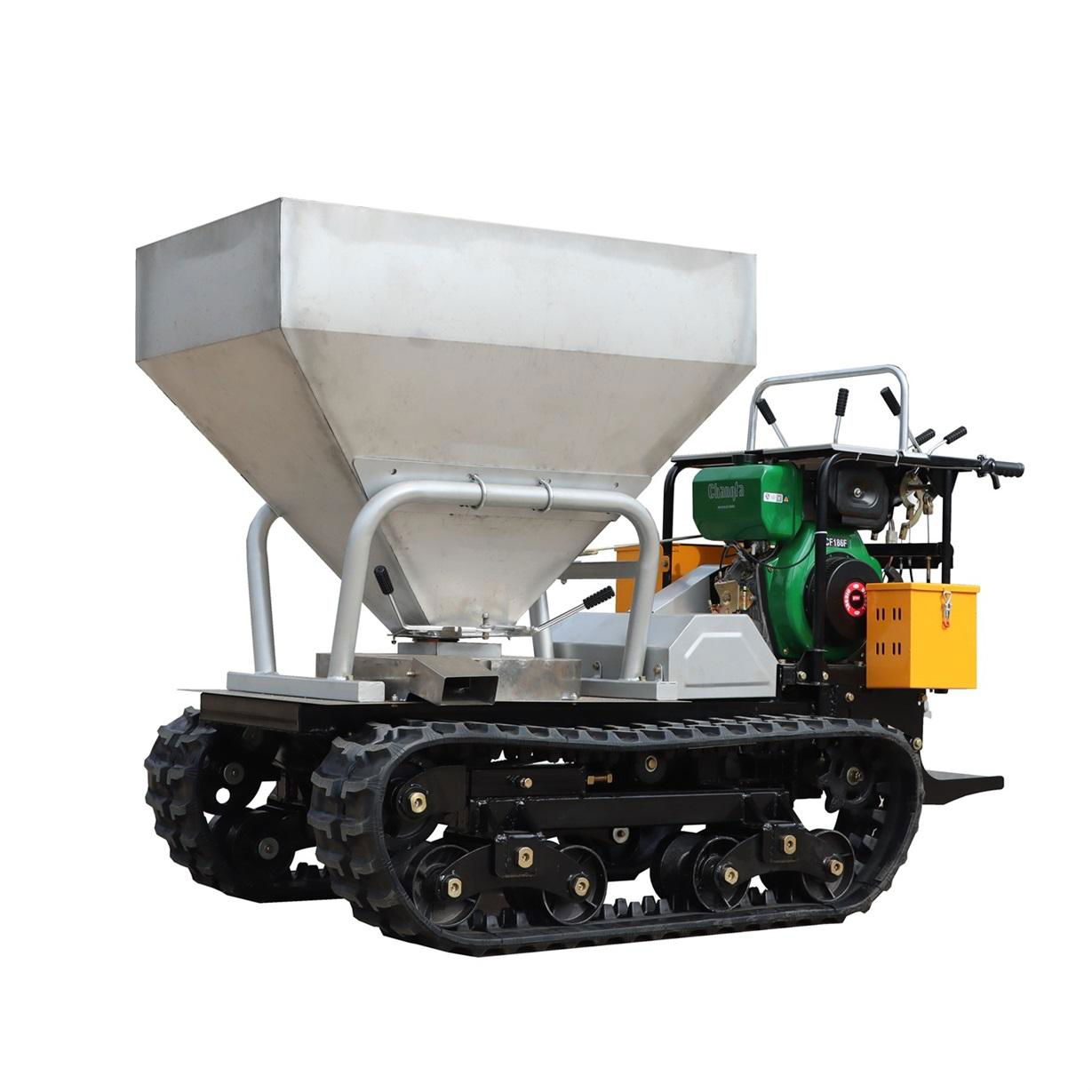 tracked chain walk behind crawler with fertilizer spreader 