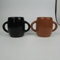 Double handles Childern Ceramics Mugs with Glazed Color for Promotional or Gift  3