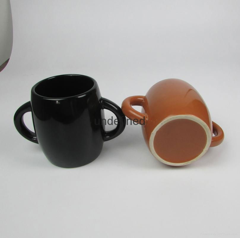 Double handles Childern Ceramics Mugs with Glazed Color for Promotional or Gift  5