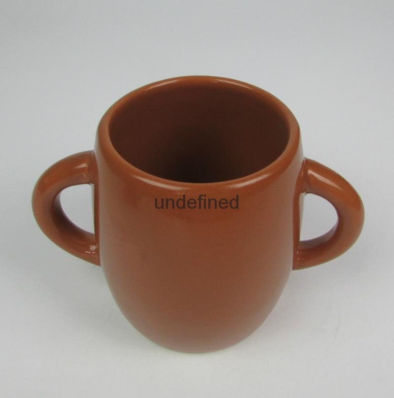 Double handles Childern Ceramics Mugs with Glazed Color for Promotional or Gift  2
