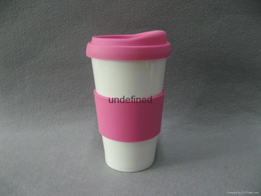 Promotional Custom Travel Ceramic Lock coffee Mug with Silicon grid/Lid