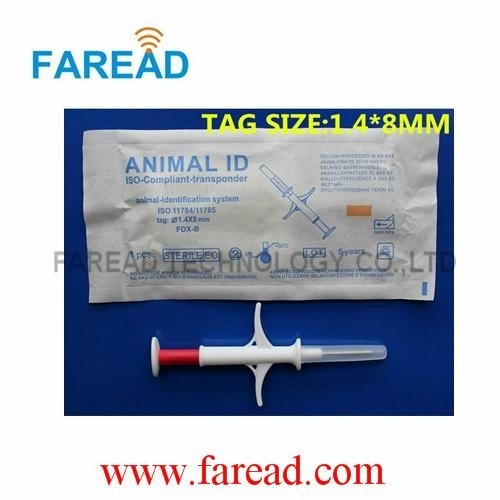 ISO11784/785 implanted RFID animal microchip syringe 1.4*8 mm 2