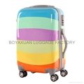 Rainbow Colorful Hard Trolley PC  L   age suitcase sets