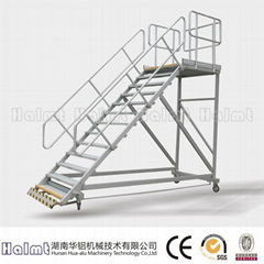 Industrial aluminium platform step ladders with handrails