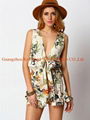 Wholesale romper womens playsuit self-tie playsuit