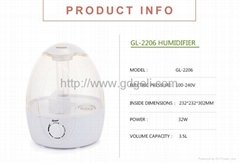 2016 new HEPA Filter LED lamp Ultrasonic Humidifier GL-2206