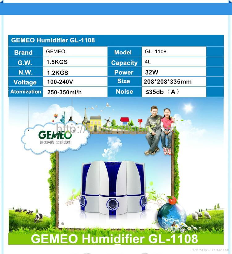 2016 new easy home LED lamp Aroma Oil Humidifier Ultrasonic GL-1108