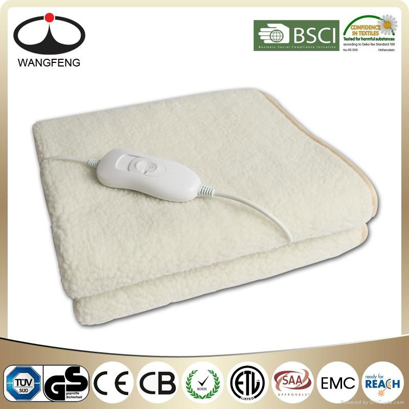 Washable Heated Wool  Electric Blanket Single Polyester Bed Warmer