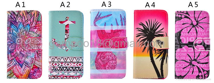 New Pattern Wallet Flip Card Slot Stand Leather Card Phone Case Cover For iPhone 5