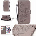 Embossed Butterfly Magnetic Flip PU Leather Wallet Stand Case Cover for Apple &  1