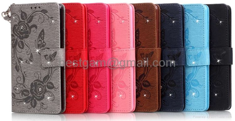 Embossed Butterfly Magnetic Flip PU Leather Wallet Stand Case Cover for Apple &  4
