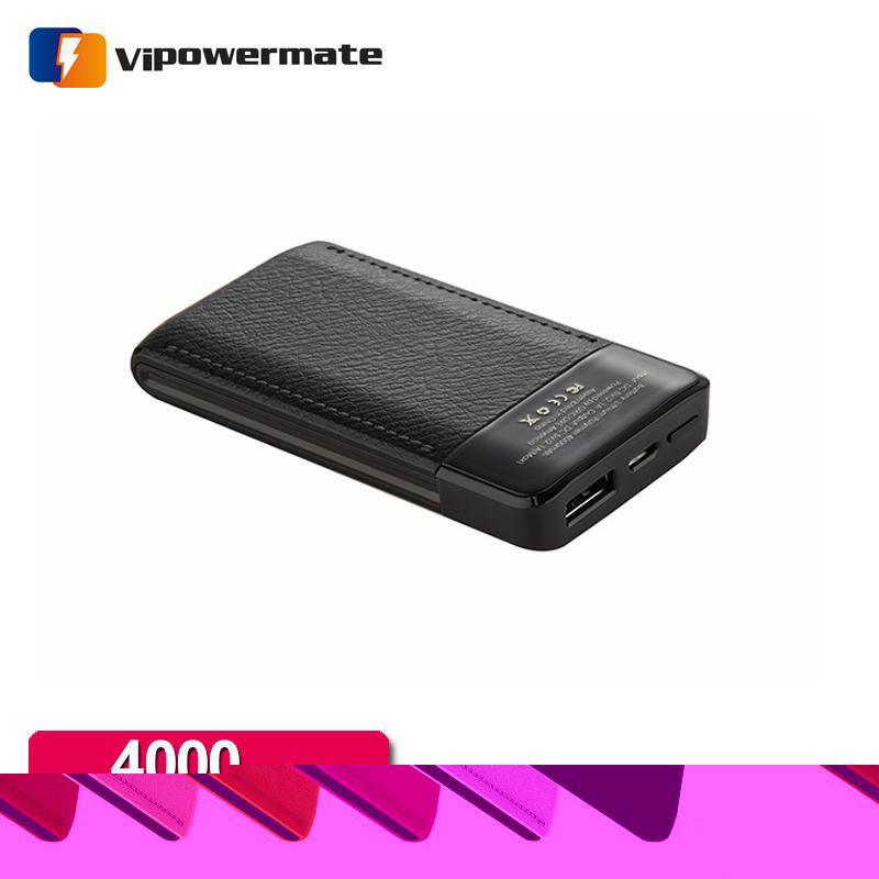 New arrival 4000mAh li-polymer leather power bank for smartphones