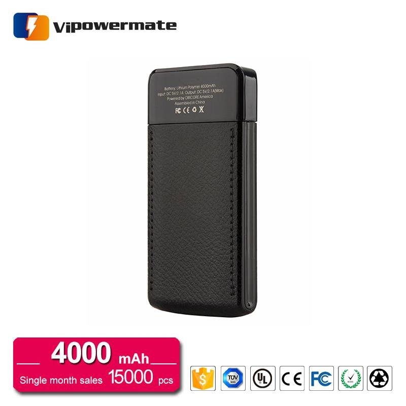 New arrival 4000mAh li-polymer leather power bank for smartphones 5