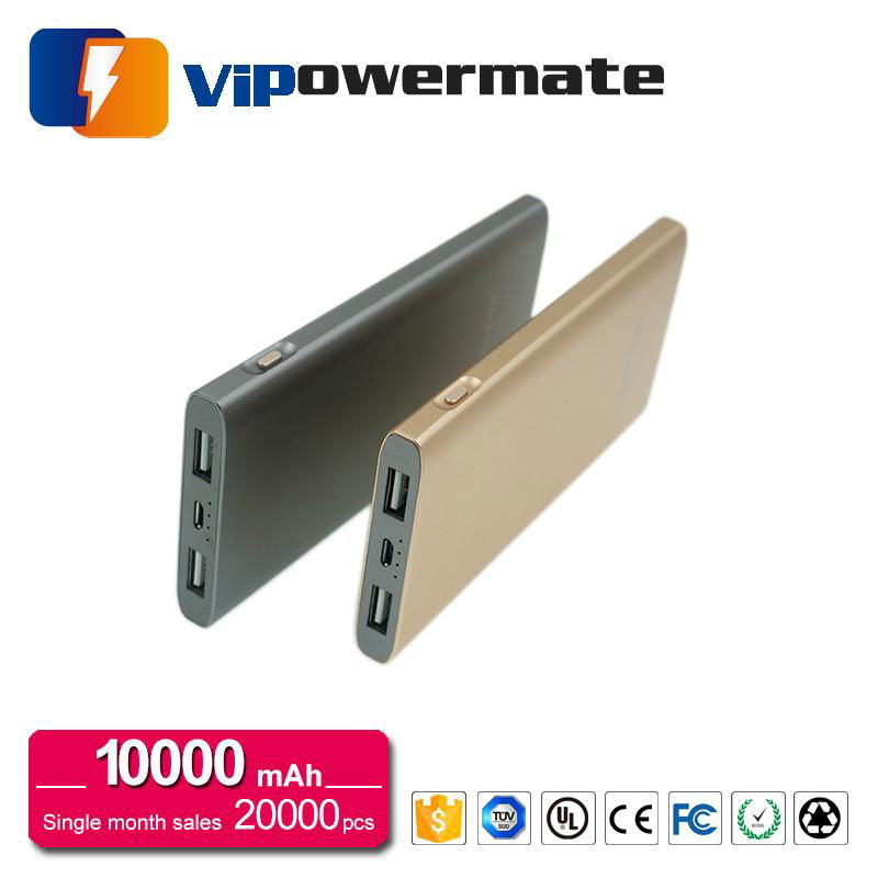 World smallest 10000mAh super thin aluminum alloy portable power bank 3