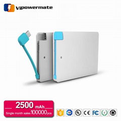 PT-45 customized logo service 2500mAh built in cable power bank