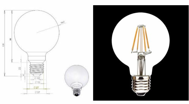 G125 led filament bulb 2