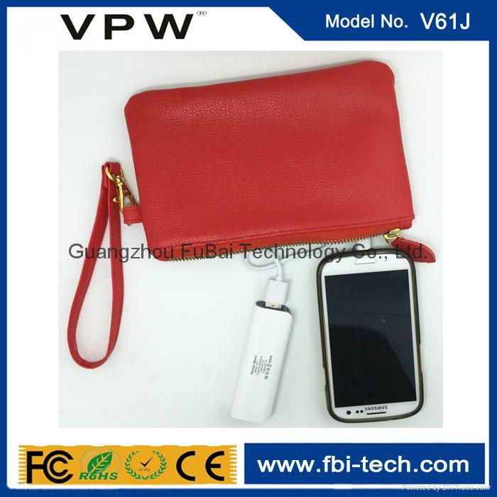 portable power bank in leather bag/new style phone charging purse for women 4