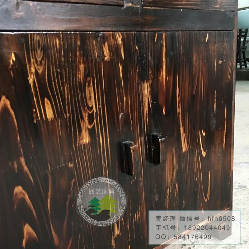古典原木碳化实木家具茶水柜 2