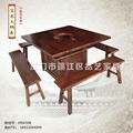 Square hot pot solid wood dining table dining room furniture