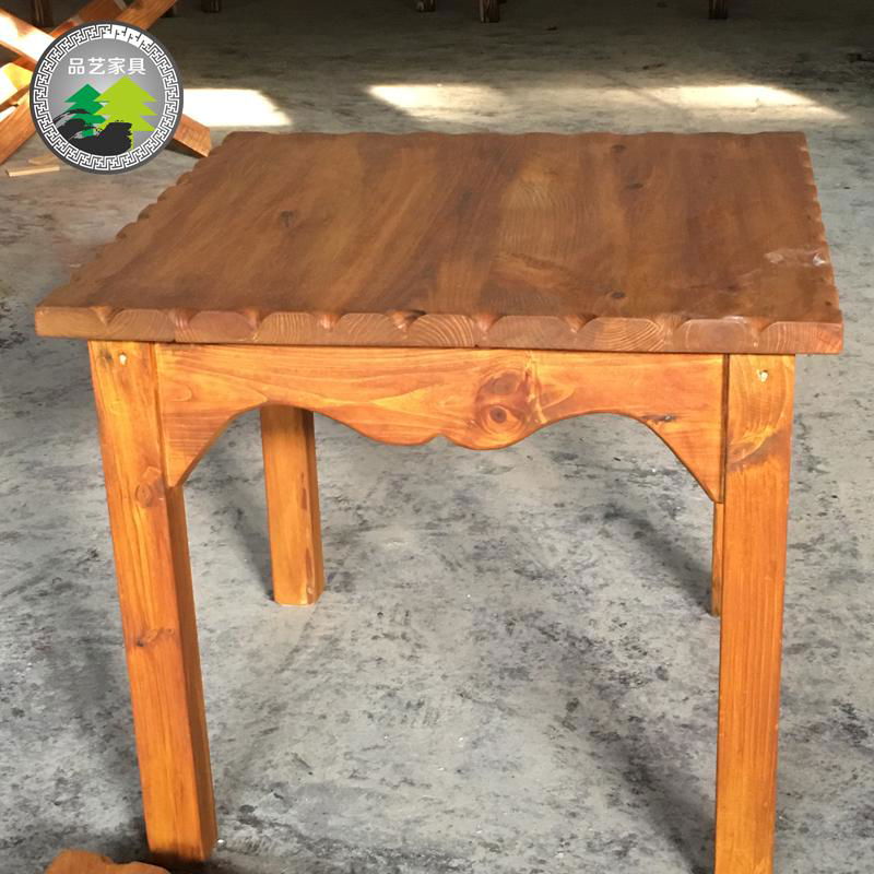 波浪形四方碳化木桌 2