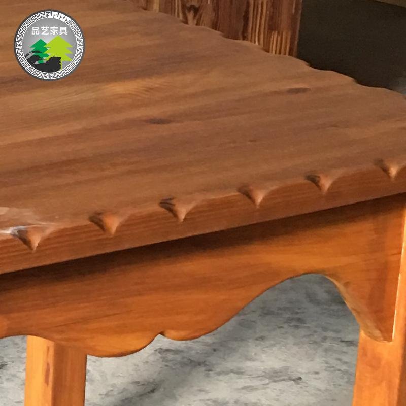 波浪形四方碳化木桌 3